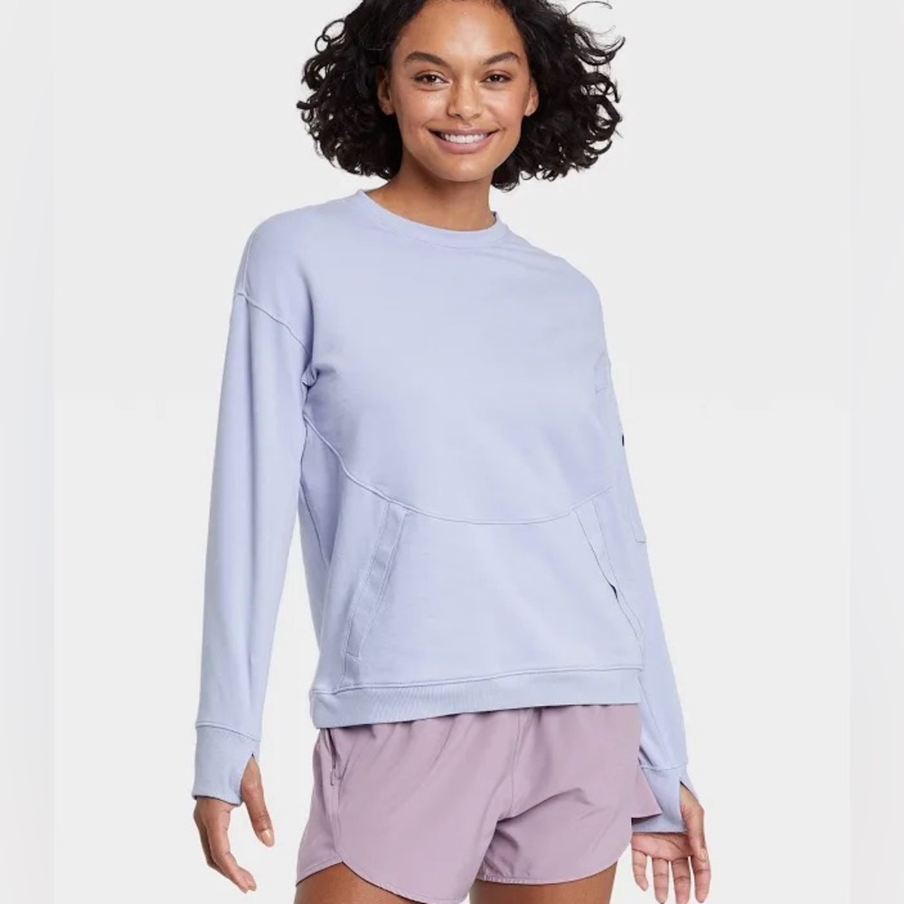 All in Motion athletic crewneck pullover in purple, lavender